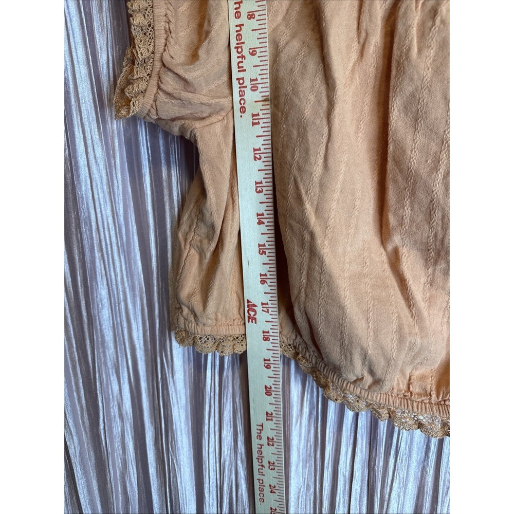 American Eagle Off Shoulder Blouse Peach Lace Trim Boho Top XL Casual - Picture 4 of 6